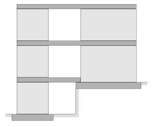 Die Anordnung der Stützen kann vom Anwender wahlweise gleichmäßig oder ungleich mäßig unterhalb der Wandscheibe angeordnet werden. a) b) Bild 10.