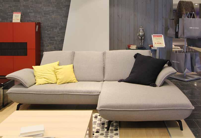 -40% Möbel : Sofa mit Longchair L/H/T 293 x 106/179 x 71/96 cm Farbe : Stoff grau Modell