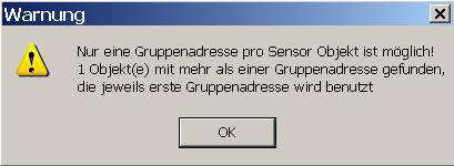 Wird nun eine weitere Taste wave mit Universaldimmer Einsatz sys angelegt und versucht das bereits eingelernte Gerät erneut unter der neuen Gerätenummer einzulernen, erscheint diese Fehlermeldung.