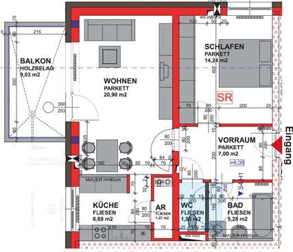 Grundriss Wohnung 2 und 5 Whg.2 Whg.5 Positionierung/Lage der Wohnung im Haus 2-Raum-Wohnung 1.OG und 2.OG rd. 66 m² Wohnnutzfläche (57 m 2 ) inkl. rd. 9 m² Balkon M 1:100; 1cm = 1m Miete rd. 1.900, Eigenmittel einmalig rd.