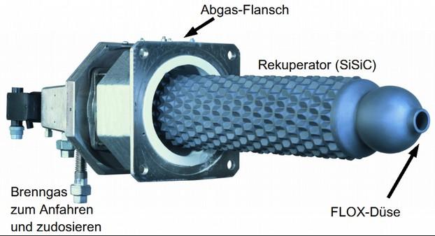 Bild 5: FLOX-Brenner mit keramischem Rekuperator Mit fortschreitender Aerobisierung ist ein Absinken der H 2 S-Konzentrationen im Deponiegas zu erwarten, da das H 2 S ein Nebenprodukt der anaeroben