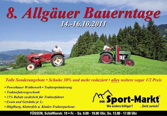 Alle Bauern, Traktorfreunde und interessierte Besucher sind herzlich eingeladen, vom 7. bis 9.Oktober nach Sonthofen und vom 14. bis 16. Oktober nach Füssen zu kommen.