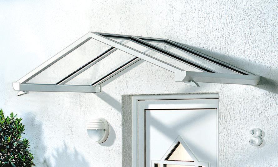 Aluminiumdach Ein Haustürvordach aus Aluminium ist
