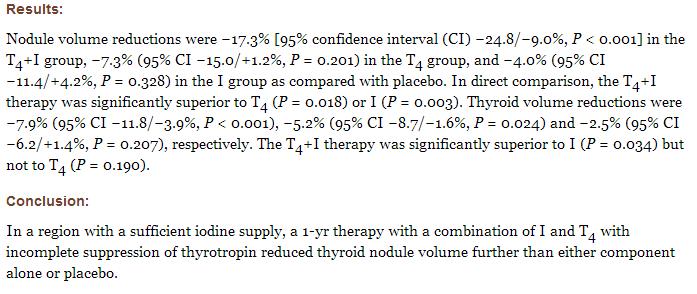 Jod und L-Thyroxin verändern die SD- gar nicht, Mischpräparate faktisch auch nicht. Ø Keine Therapie von mit SD- Medikamenten Ø SD- ändern häufig ihre Größe!