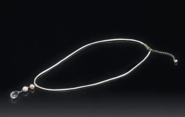 Glasstein, Verschluss 925 Silber Necklace, pearl, glass stone, closing