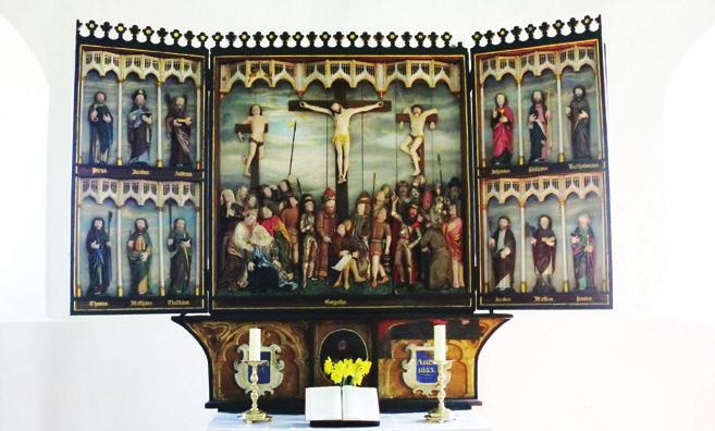 Besonderheiten in St. Martin, Vollerwiek Der Altar Der Altar stammt aus der Mitte des 15. Jh. und ist damit der älteste Schnitzaltar Eiderstedts.