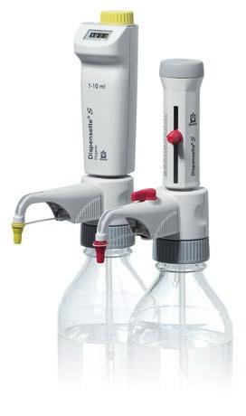 Allgemeines Funktionsprinzip von Flaschenaufsatz-Dispensern Durch die Kolbenbewegung nach oben wird die eingestellte Flüssigkeitsmenge direkt aus der Reagenzienflasche in den Zylinder des Gerätes