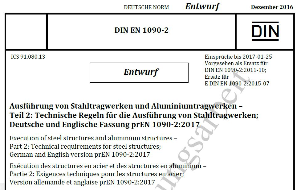 EN 1090-2 Veröffentlichung