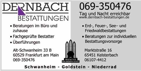 (0 69) 36 66 00 Nutzen Sie die Rabattvorteile in unserer Geschäftsstelle Alt Schwanheim 24, Tel.