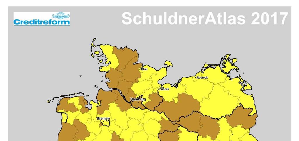 Karte 2: SchuldnerAtlas Deutschland 2017: