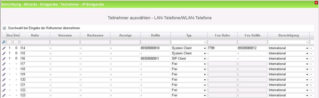 Konfiguration der Durchwahlnummern Auf dem M-net SIP-Trunk wird das internationale Rufnummernformat verwendet.