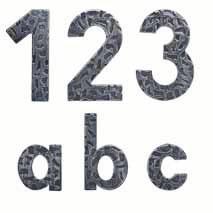 HAUSNUMMERN:: BUCHSTABEN Schmiedeeisen-Hausnummern Höhe ca. 120 mm, Befestigung mittels Stockschraube + Dübel gehämmert, verzinkt, schwarz lackiert, silber patiniert Skinkarte Nr. 0 13.80.000.