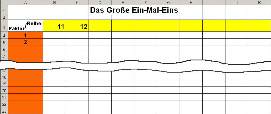 Tabellenkalkulation I Das Große Ein-Mal-Eins Schülermaterial für Excel u.