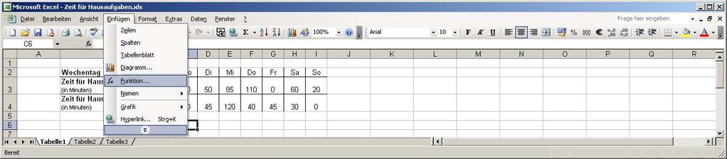 Tabellenkalkulation II Elementare Statistik Schülermaterial für Excel 2003 Arbeitsblatt 1 Aufgabe 1 Übertrage die Tabelle in das Tabellenkalkulationsprogramm Wir wollen jetzt mithilfe der