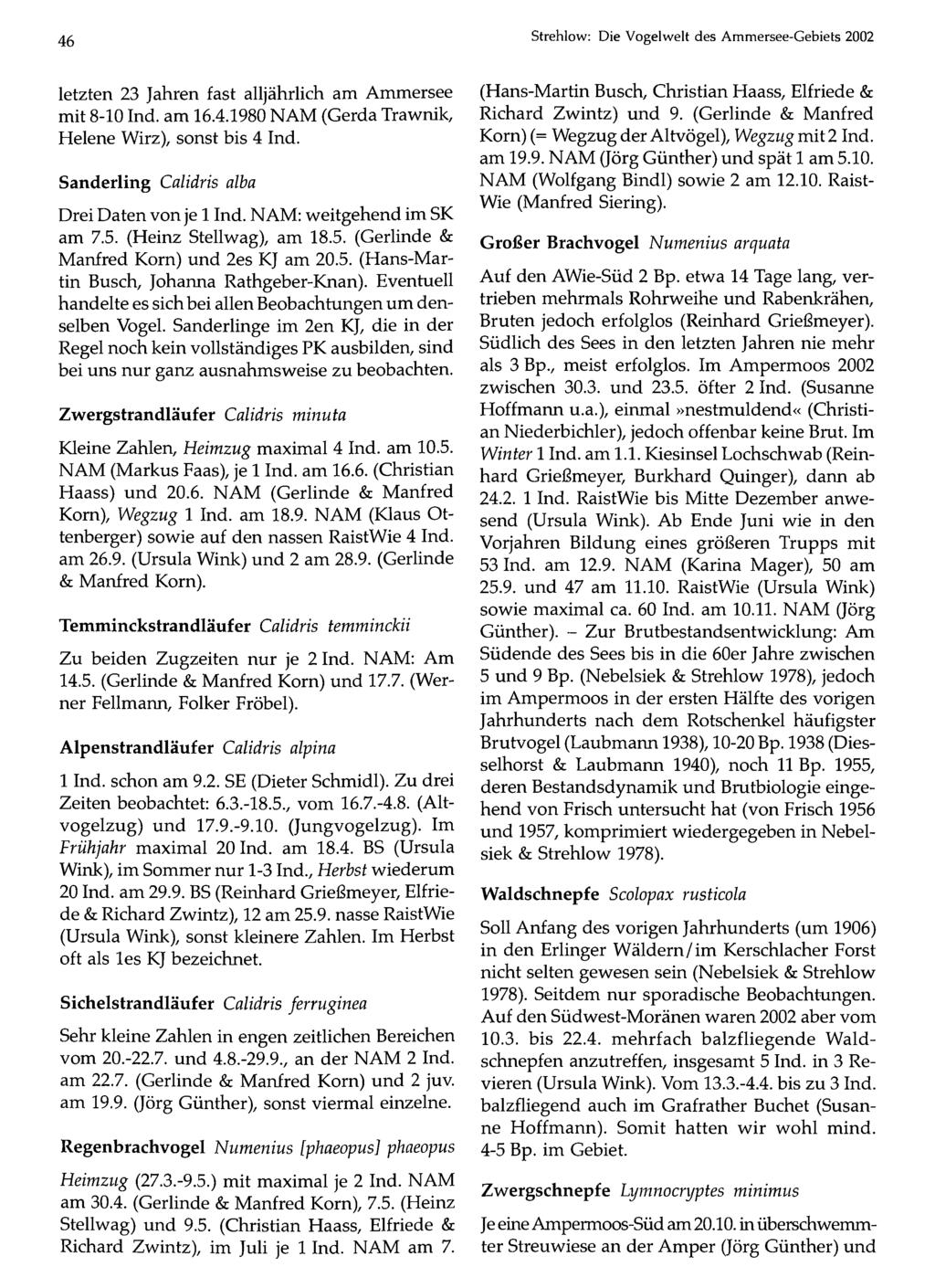 Ornithologische Gesellschaft Bayern, download unter 46 Strehlow: www.biologiezentrum.at Die Vogelwelt des Ammersee-Gebiets 2002 letzten 23 Jahren fast alljährlich am Ammersee mit 8-10 Ind. am 16.4.1980 NAM (Gerda Trawnik, Helene Wirz), sonst bis 4 Ind.