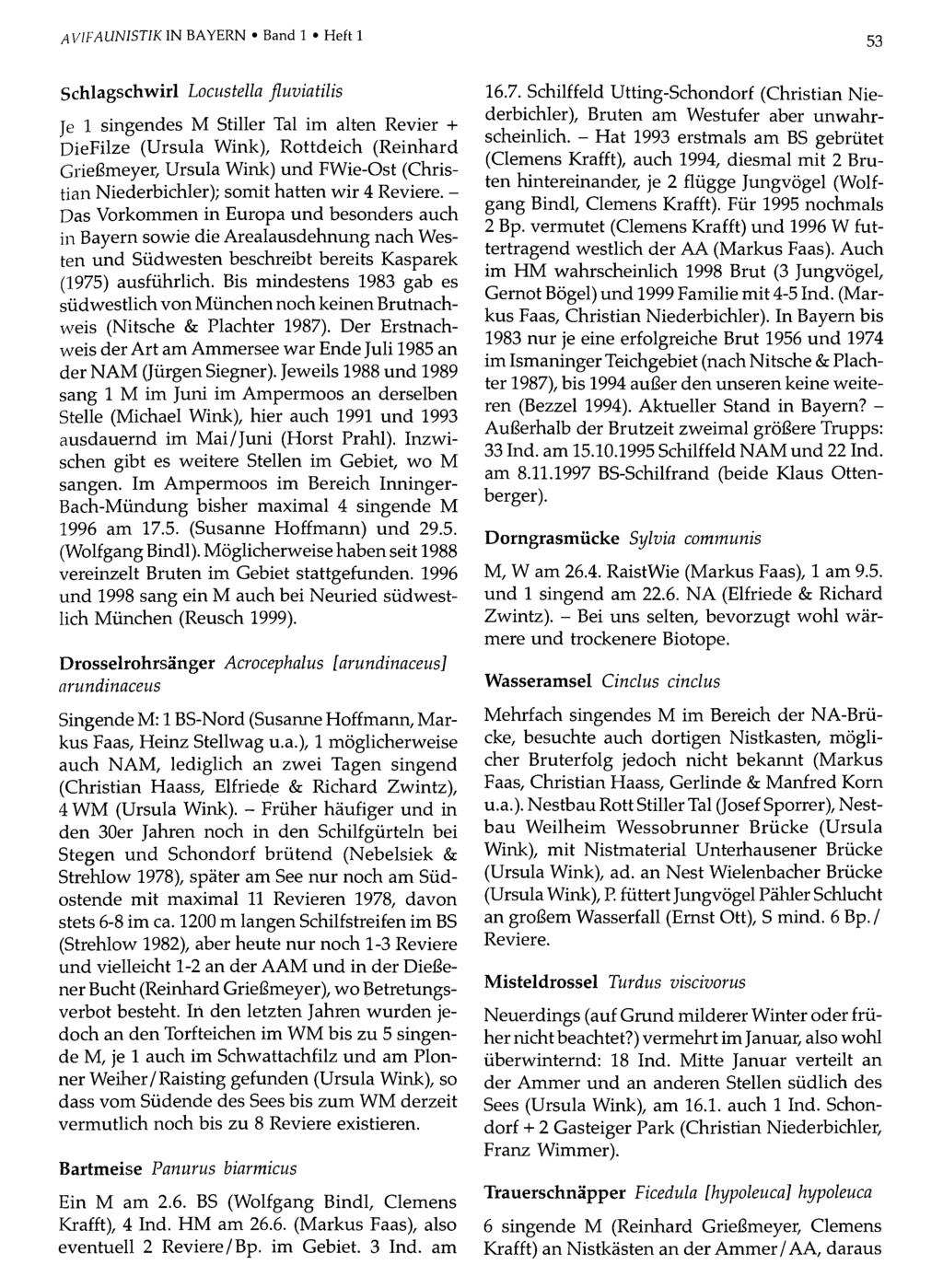 AV1FAUN1STIK IN BAYERN Band Ornithologische 1 Heft 1Gesellschaft Bayern, download unter www.biologiezentrum.