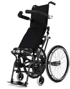 at/prodktmanagement LSR : manueller Rollstuhl mit elektrischer Steh- und Relaxfunktion Rahmen aus Aluminium und Stahl starr, pulverbeschichtet Rückenlehne