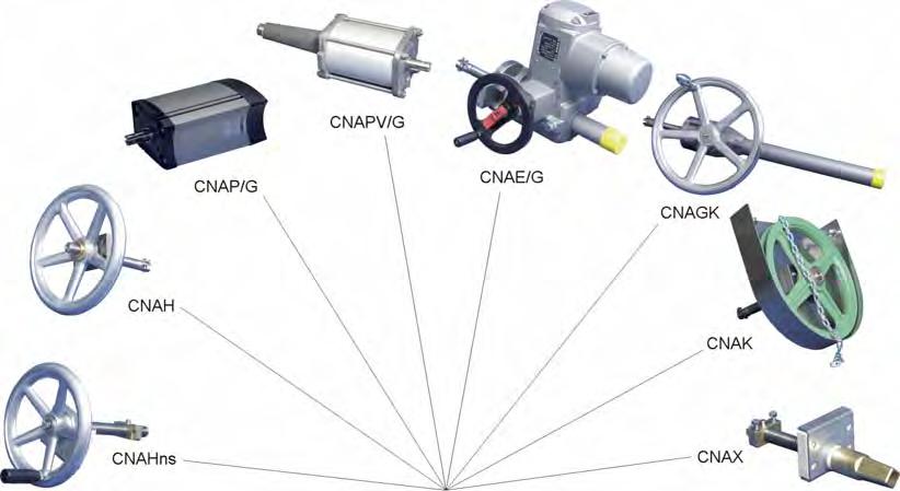 Type: CNA Absperrschieber Antriebselemente im LOHSE-Baukastensystem Alle LOHSE COMPACT-Schieber bestehen aus folgenden Hauptgruppen: Schiebergrundkörper Type: CNA Antriebselemente Type Hns, H, P, PV,