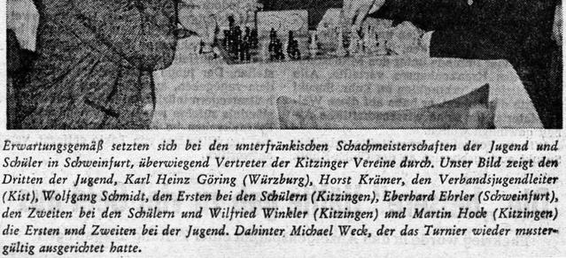 Werner Zschunke SK Aschaffenburg 2,5 Punkte 8. Frenkel 1893 Schweinfurt 2,0 Punkte ( 8,75 SBB) 9. Leipold 1893 Schweinfurt 2,0 Punkte ( 6,75 SBB) 10.