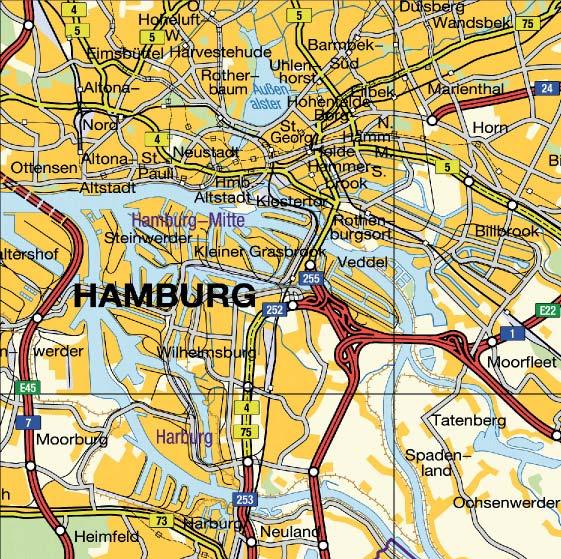 Ältere Ausgaben als Drucke/Scans ab 1980er Jahre vorhanden Digitale Stadtkarte - DISK60 - Hamburg und nähere Umgebung Basismaßstab 1:60000, Ausgabe 2016 Gekachelt in 8x8km-Quadraten Georeferenz ist