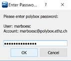 Tipp: Sollte Polybox nicht automatisch nach dem Passwortwechsel nach dem neuen Passwort fragen, klicken sie mit der rechten Maustaste auf den Polybox Client in der Taskleiste und wählen sie "Log out"