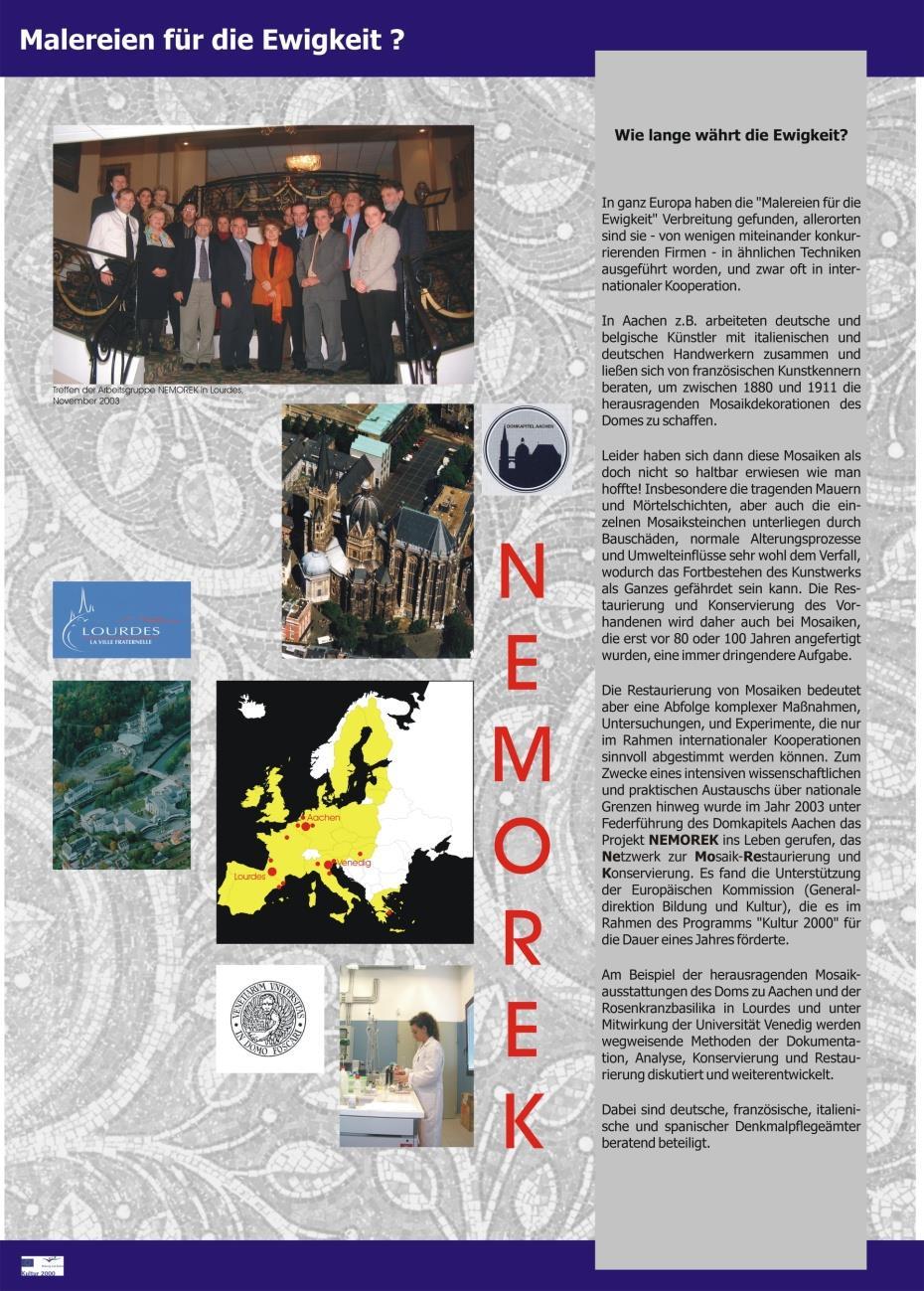 Karolingischer Zentralbau innen Sanierung Mosaik, Marmorplatten und Fußboden NEMOREK EU-Projekt mit Lourdes und Venedig (2002 und 2003) - diente zur Vorbereitung der Maßnahmen in