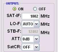 2 Ausgangsparameter SAT-IF > SAT-IF Frequenz Ausgangsfrequenz Bei Verwendung des Filters TSM-SAB 09 sollte die vorprogrammierte