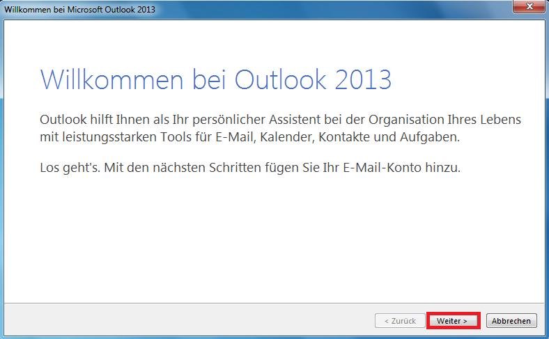Einrichtung Exchange unter Outlook 2013 In diesem Teil der Anleitung wird die Einrichtung von Exchange unter Outlook erklärt.