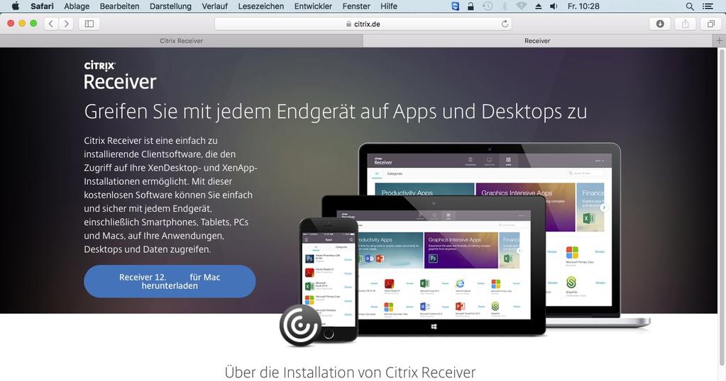 4. Citrix-Desktop über einen Browser aufrufen: Safari (MAC