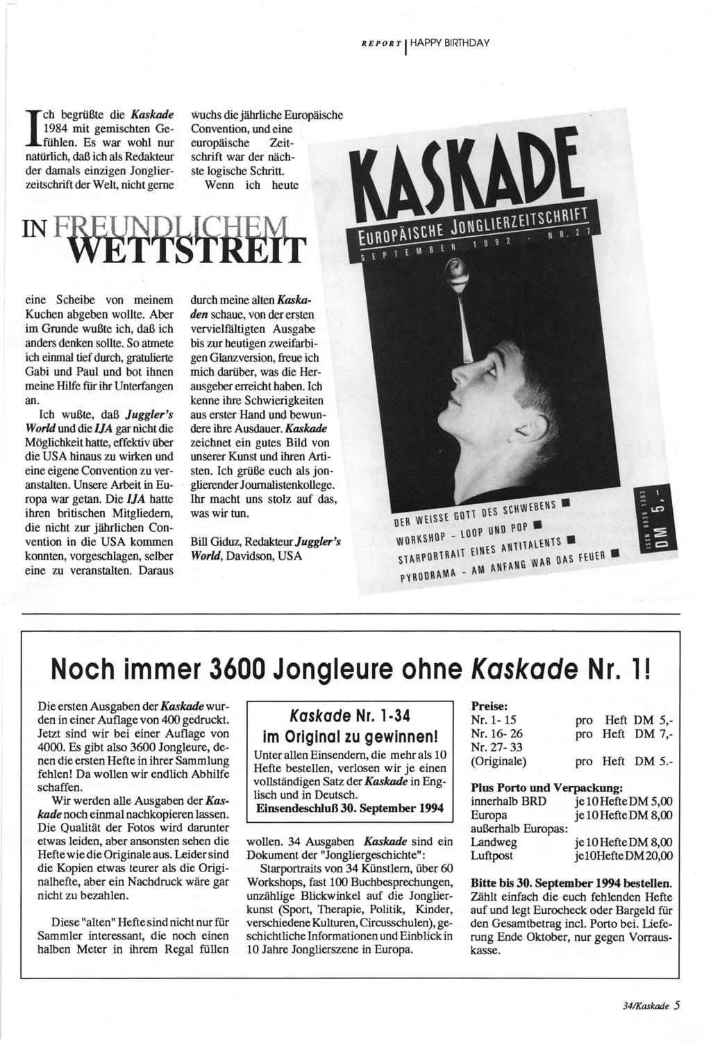 REPORT HAPPY BRTHDAY ch begrüßte die Kaskade 1984 mit gemischten Gefühlen.