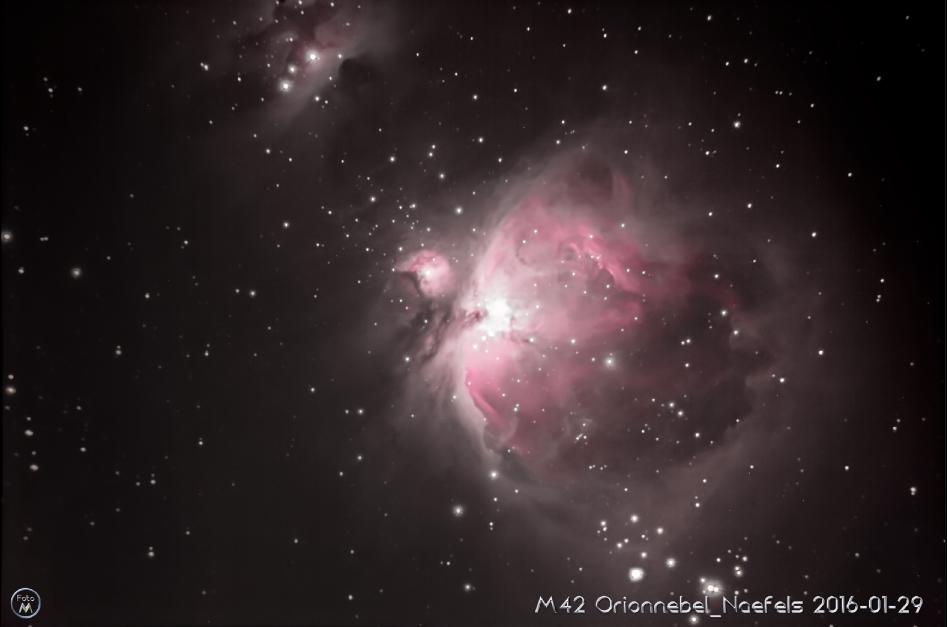 Hier der Orionnebel, fotografiert am 29.01.