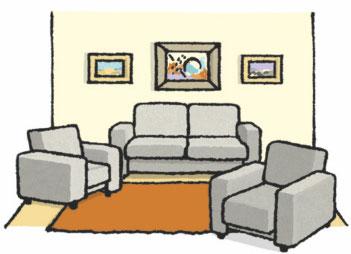 Das sind ein Sofa und zwei Sessel.