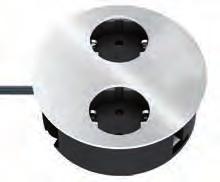 Twist inbau-steckdosenelement, Kunststoffgehäuse mit Metall-Abdeckung, 2 Schuko-Steckdosen (schwarz), 2 m