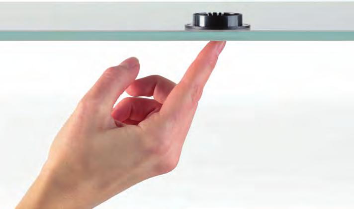 Capsens Niedervolt-Schalter Capsens der unsichtbare Schalter für vielfältige Anwendungen Auf der Plattenrückseite montiert oder in ein 50 mm Sackloch eingearbeitet, erkennt der Capsens die auf der