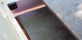 HPL LOFTTISCHE BETON OPTIK DECOR MADE IN GERMANY Modernes, klares Dining-Tisch-Design mit «schwebender» Tischplatte