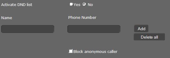 bintec elmeg Einstellungen des Telefons über Web-Konfigurator Sperrliste (DND) Sperren Sie einzelne Rufnummern und/oder alle anonymen Anrufe.