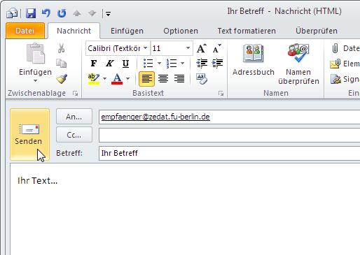 Sie im oberen linken Bereich von Outlook finden. Outlook 2010 öffnet daraufhin ein Fenster für die zu schreibende E-Mail.