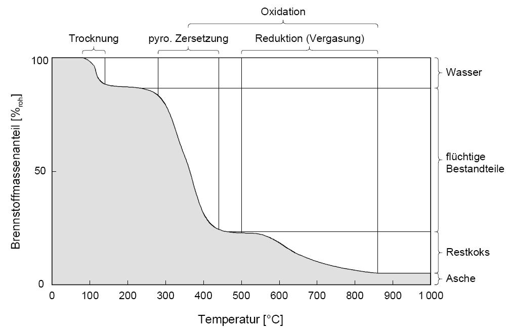 erzeugung von produktgas grundlegender prozessablauf Die Prozessstufen durchlaufen unterschiedliche Temperaturniveaus mit unterschiedlichen Anforderungen und Restriktionen, so ist die Pyrolyse zum