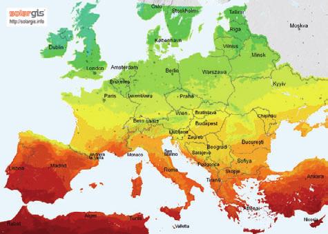 Sonnenbestrahlungskarte Sonnenbestrahlungskarte - Europa Zubehör Systeme Pico PV Batterien