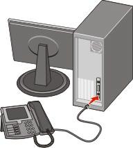 6 Schließen Sie ein weiteres Telefonkabel zwischen LEITUNGS-Anschuss des Computermodems und EXT-Anschluss des Druckers an.