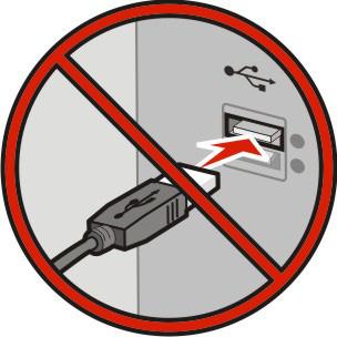 Stellen Sie sicher, dass der Drucker und Computer eingeschaltet und betriebsbereit sind. Schließen Sie das USB-Kabel erst an, wenn die entsprechende Anweisung erfolgt.