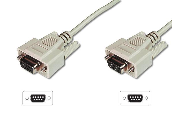 Standard Serielle Kabel Standard serial cable für 9 polige Schnittstellen D-Sub 9 polige Buchse <=> D-Sub 9 polige Buchse Vergossene Gehäuse Kabel 9 adrig, einfach geschirmt, AWG 28 Belegung 1:1