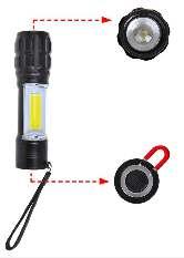 3 x Mignon/AA Batterien  007763 Fokussierbare COB-LED Taschenlampe 2