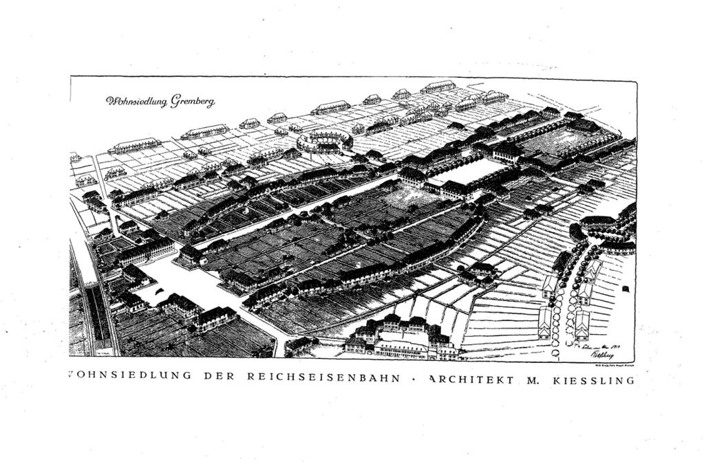 Entwicklungsphasen Bauphase 1 1919-1922 Bau einer Siedlung für Eisenbahnbedienstete mit ca. 210 Wohnungen (Einfamilienhäuser und Zweifamilienhäuser mit Gartenanteil von ca.