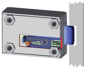 Merkmale Ver- und Entriegeln des Schlosses durch motorische Riegelbewegung Gefederter Riegel springt bei Verschließen des Riegelwerkes in Verschlussposition.