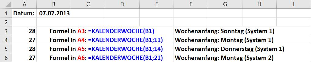 Funktionen in Excel 2016 (Beispiele) Seite 9 von 23 Datum und Zeit KALENDERWOCHE KALENDERWOCHE 3 liefert eine Zahl, die angibt, in welche Woche des zugehörigen Jahres das angegebene Datum fällt.
