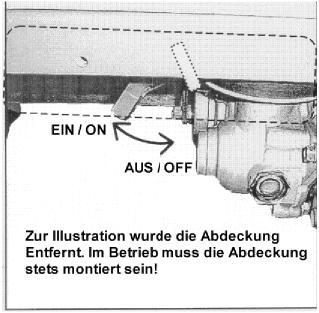 9. Transport der Maschine 1. Stellen Sie den Schalthebel des Fahrantriebs auf N 2. Stellen Sie den Hebel der Fahrkupplung auf OFF (ausgeschaltet) 3.