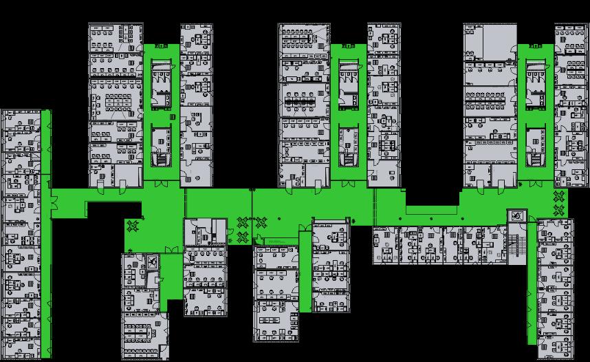 6.3. Experimente 109 50 m 95 m Abbildung 6.3. Versuchsumgebung: Die Experimente wurden in einer Etage des Bürogebäudes, welches die Einsatzumgebung des Besucherinformationssystems darstellt, durchgeführt.