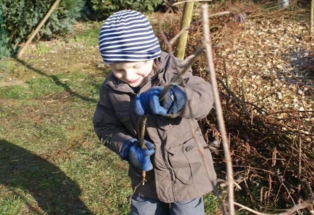 Pfeiler Zweige als Flechtwerk Im Kinder-Garten