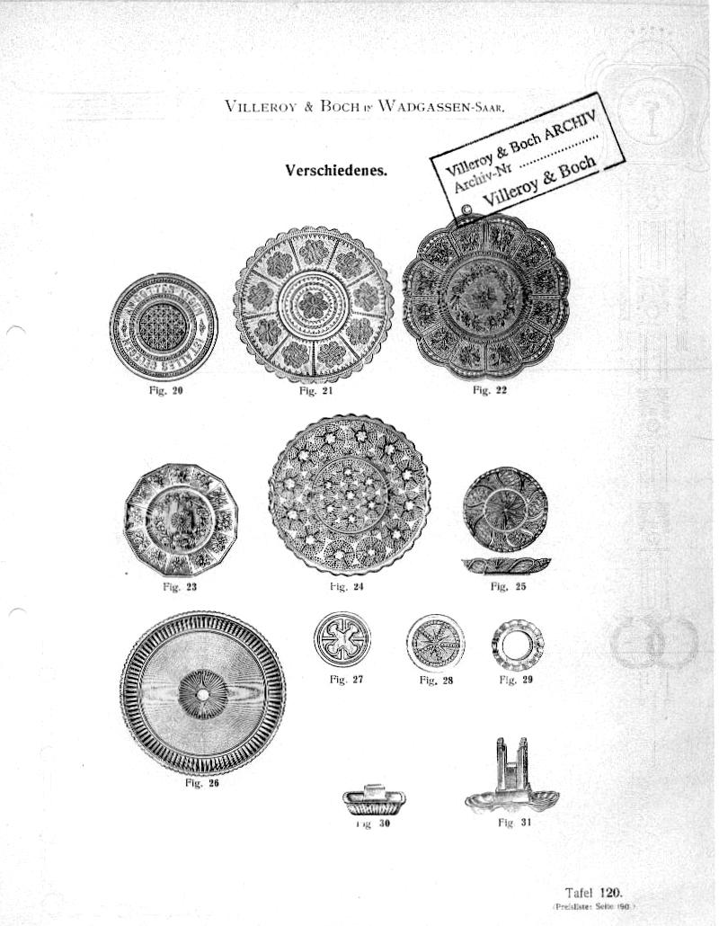 Abb. 2006-1-18/028 MB Villeroy & Boch 1908, Gepresste Gegenstände, Tafel 120, Fig.